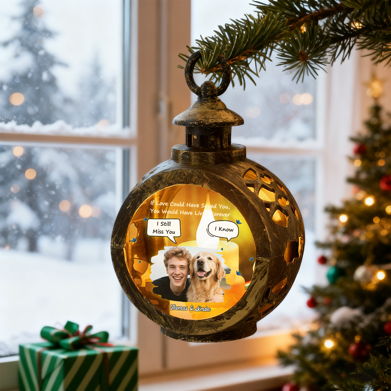 Custom Pet Photo Christmas Tree Ornament – Personalized Text Christmas Gift for Pet Lovers- mikcustom.com
