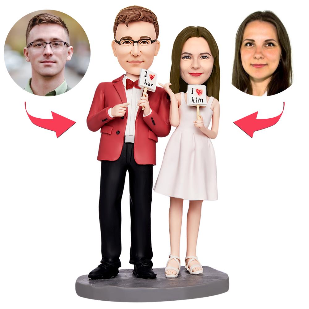 Valentines Gift I Love You Custom Bobblehead with Engraved Text- mikcustom.com
