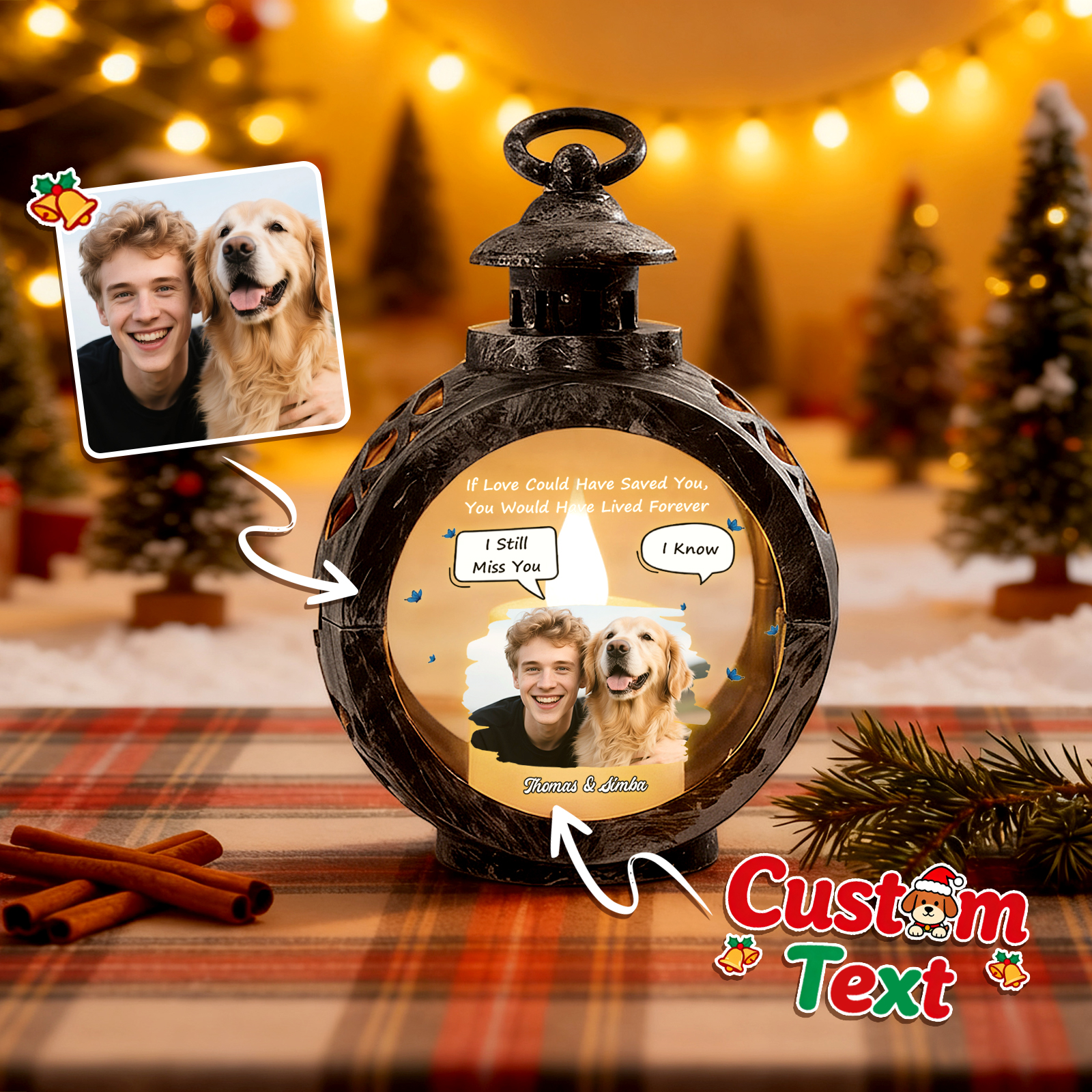 Custom Pet Photo Christmas Tree Ornament – Personalized Text Christmas Gift for Pet Lovers- mikcustom.com