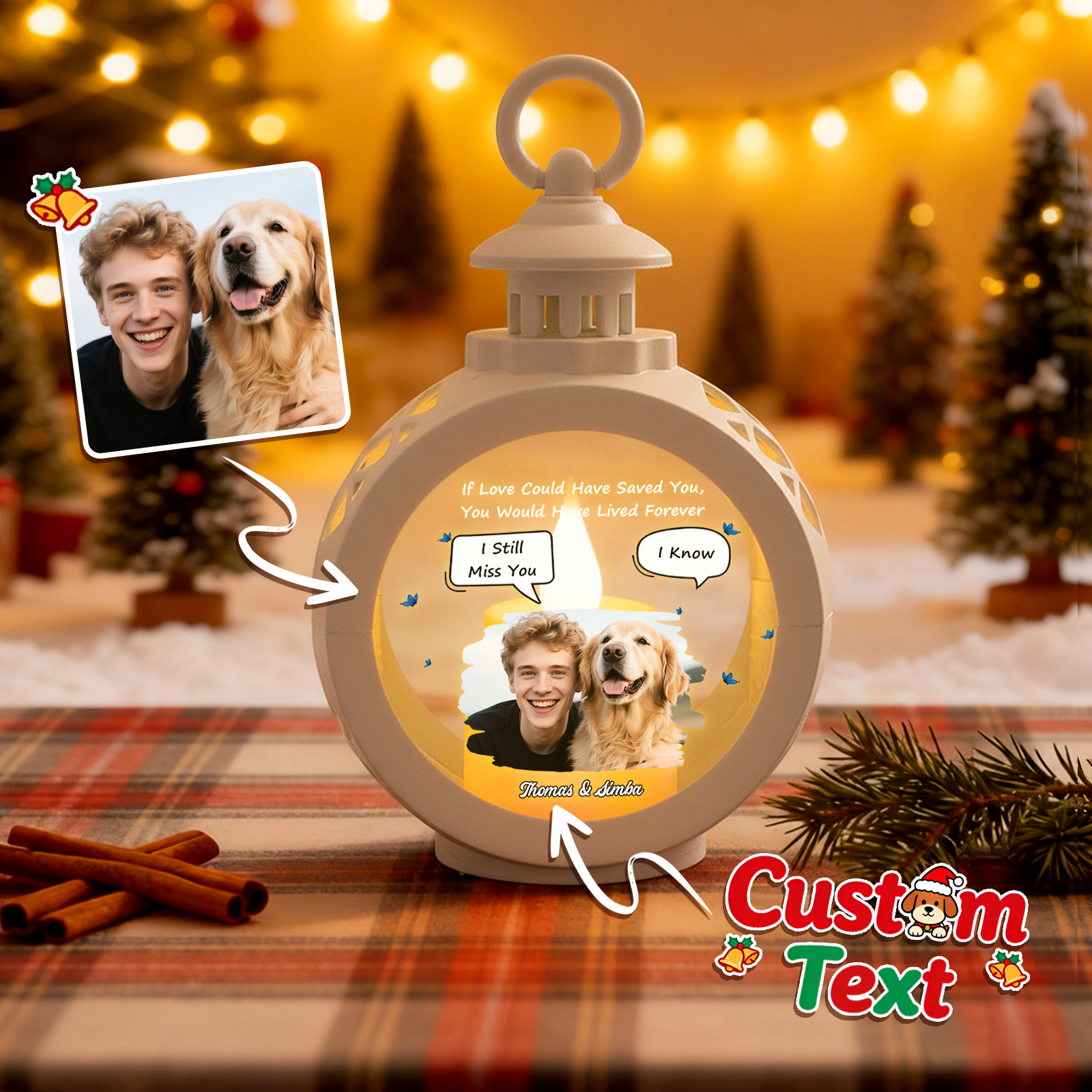 Custom Pet Photo Christmas Tree Ornament – Personalized Text Christmas Gift for Pet Lovers- mikcustom.com