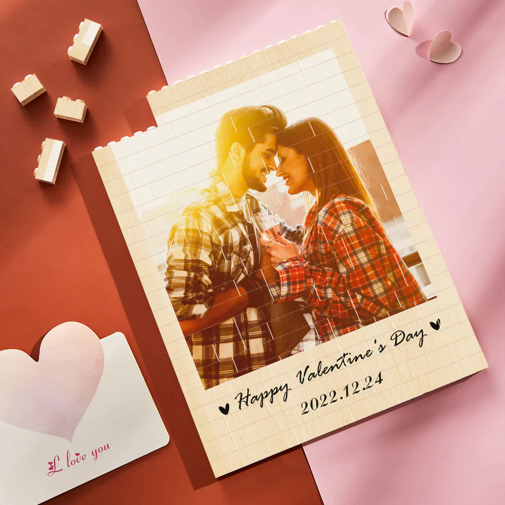 Custom Building Block Puzzle Vertical Building Photo Brick Happy Valentine's Day- mikcustom.com