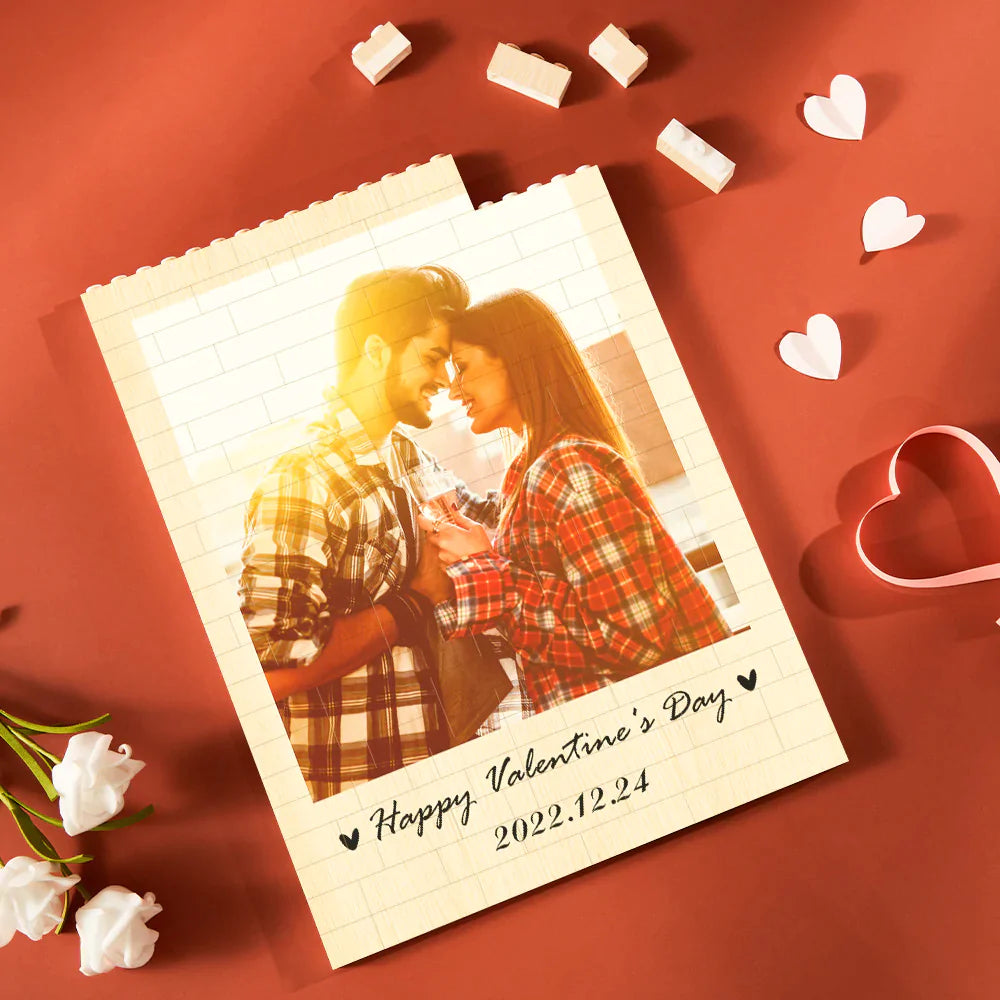 Custom Building Block Puzzle Vertical Building Photo Brick Happy Valentine's Day- mikcustom.com
