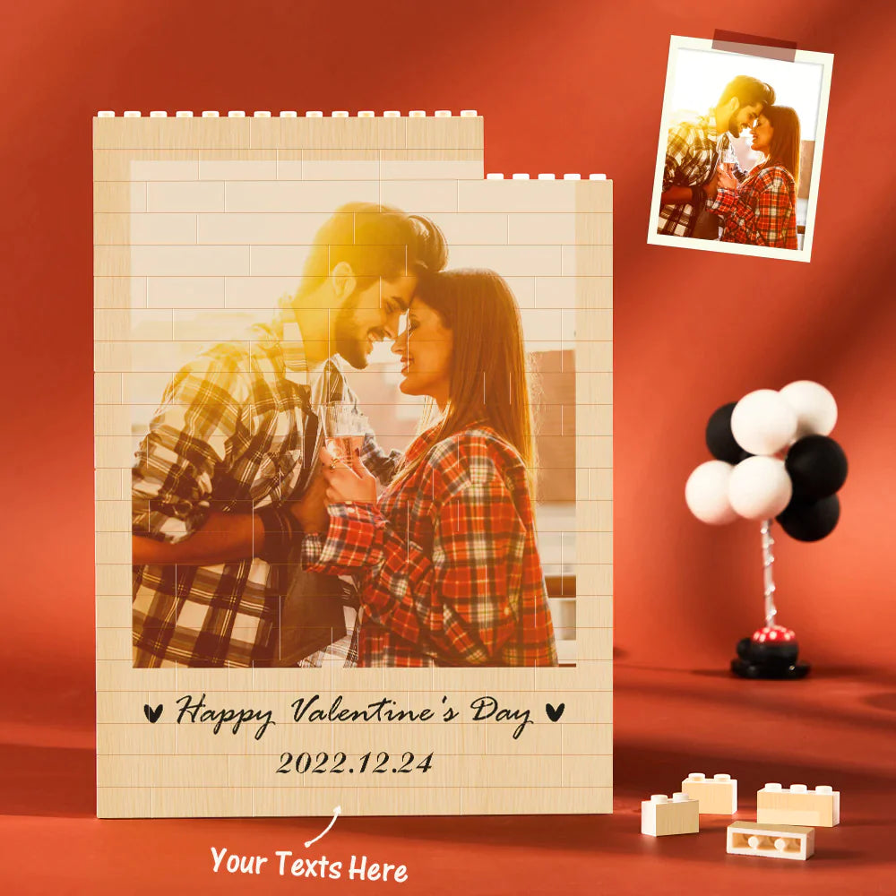Custom Building Block Puzzle Vertical Building Photo Brick Happy Valentine's Day- mikcustom.com