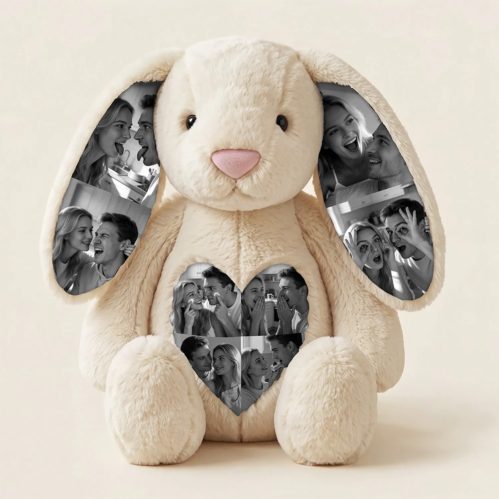 Custom Ears & Belly Custom Photo Bunny Plush For Couples Anniversary Gifts- mikcustom.com