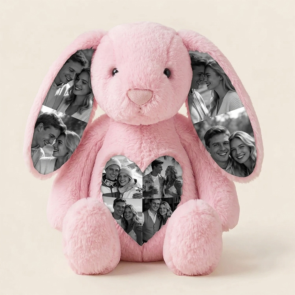 Custom Ears & Belly Custom Photo Bunny Plush For Couples Anniversary Gifts- mikcustom.com