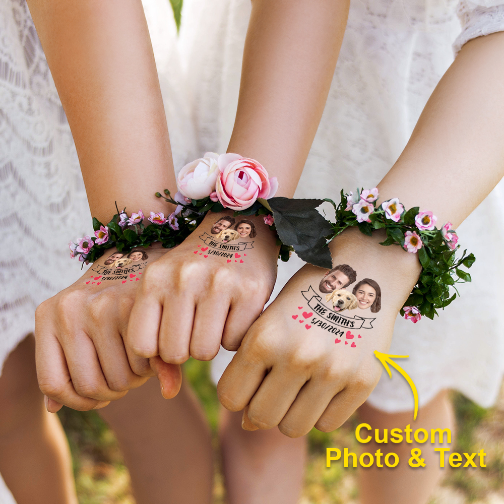 Personalized Waterproof Temporary Face Photo Tattoo Stickers with Name Set of 15 Bachelorette Party Birthday Wedding Favors- mikcustom.com
