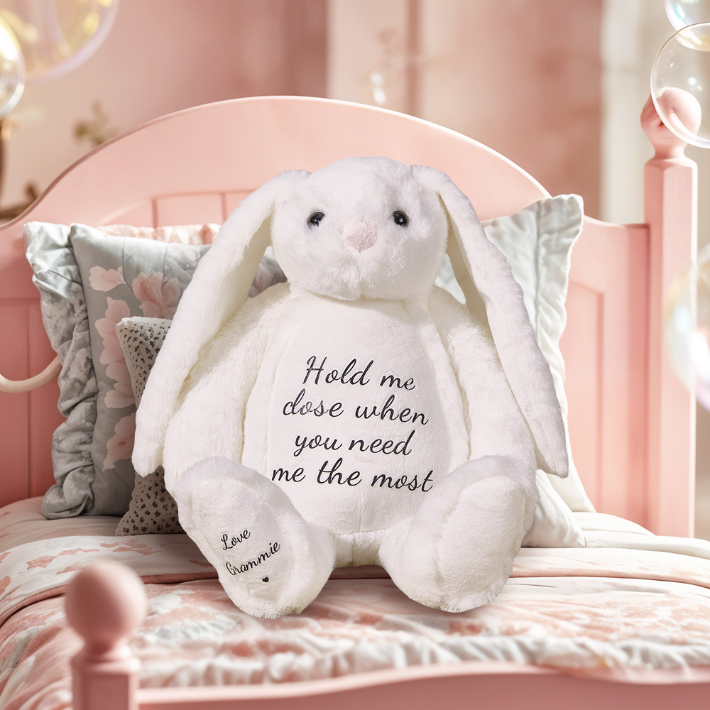 Custom Text & Name Bunny Plush Toy – Christmas Birthday & Children’s Day Gift- mikcustom.com
