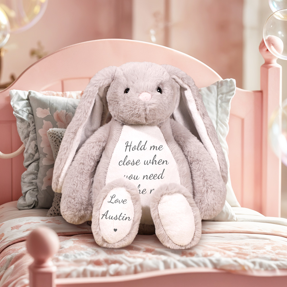 Custom Text & Name Bunny Plush Toy – Christmas Birthday & Children’s Day Gift- mikcustom.com