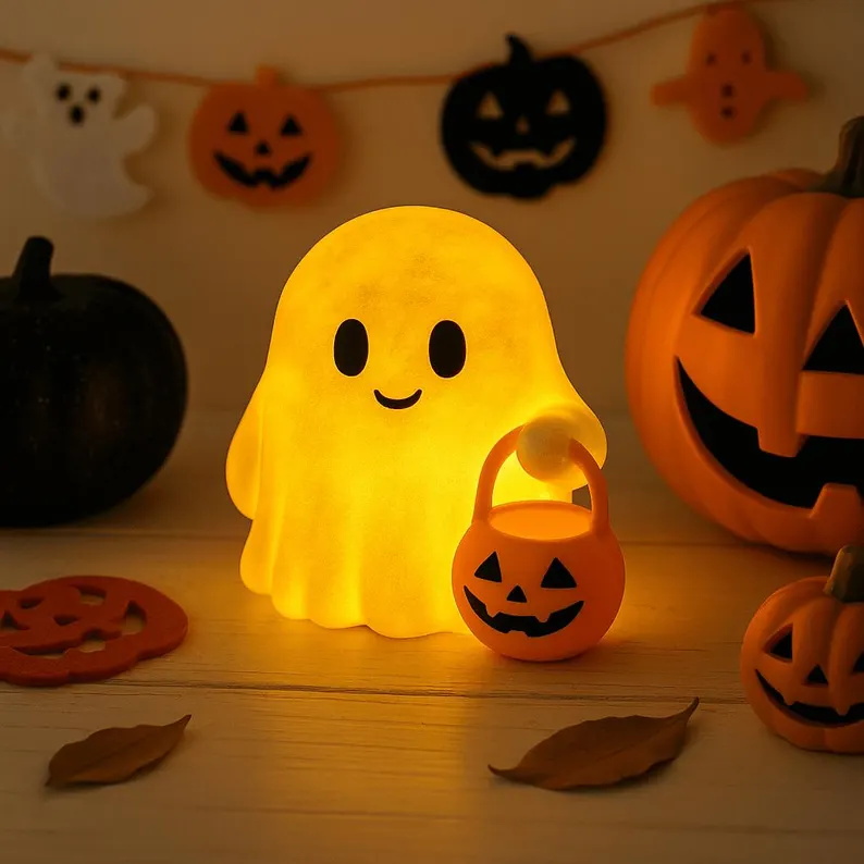 Cute Halloween Ghost – Mini Figurine for Desk, Spooky Tabletop Decoration, Trick-or-Treat Accent, Unique Fall Home Gift- mikcustom.com