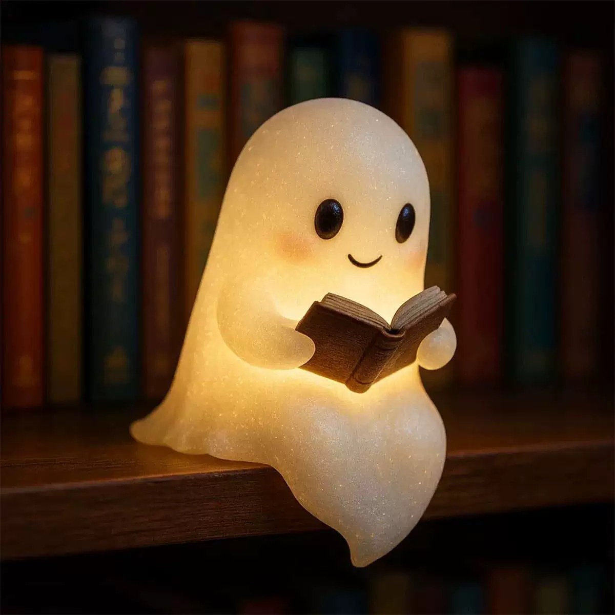 Cute Halloween Ghost – Mini Figurine for Desk, Spooky Tabletop Decoration, Trick-or-Treat Accent, Unique Fall Home Gift- mikcustom.com