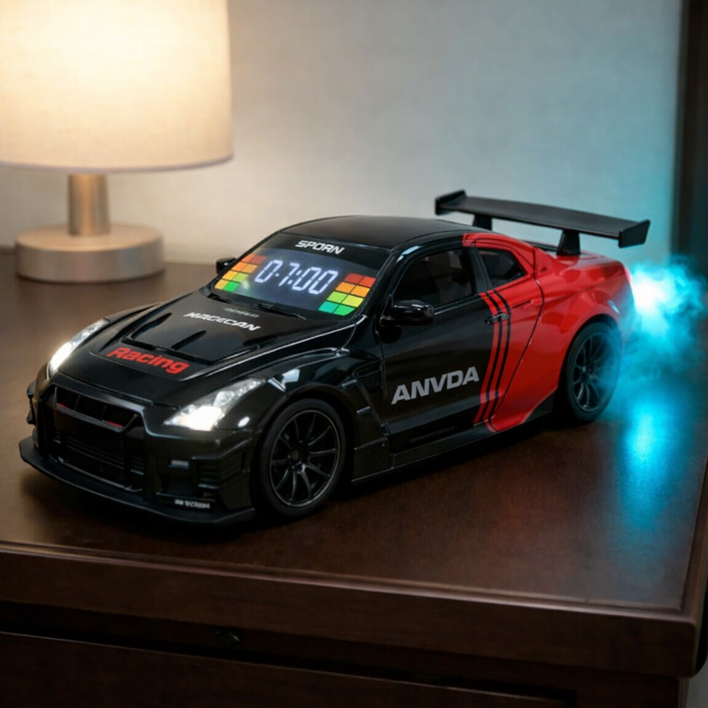 Hypercar Alarm Clock with Engine Sound, Exhaust Effect & LED Lights – Desk Gift for Car Lovers（Production Time：4 Working days）- mikcustom.com