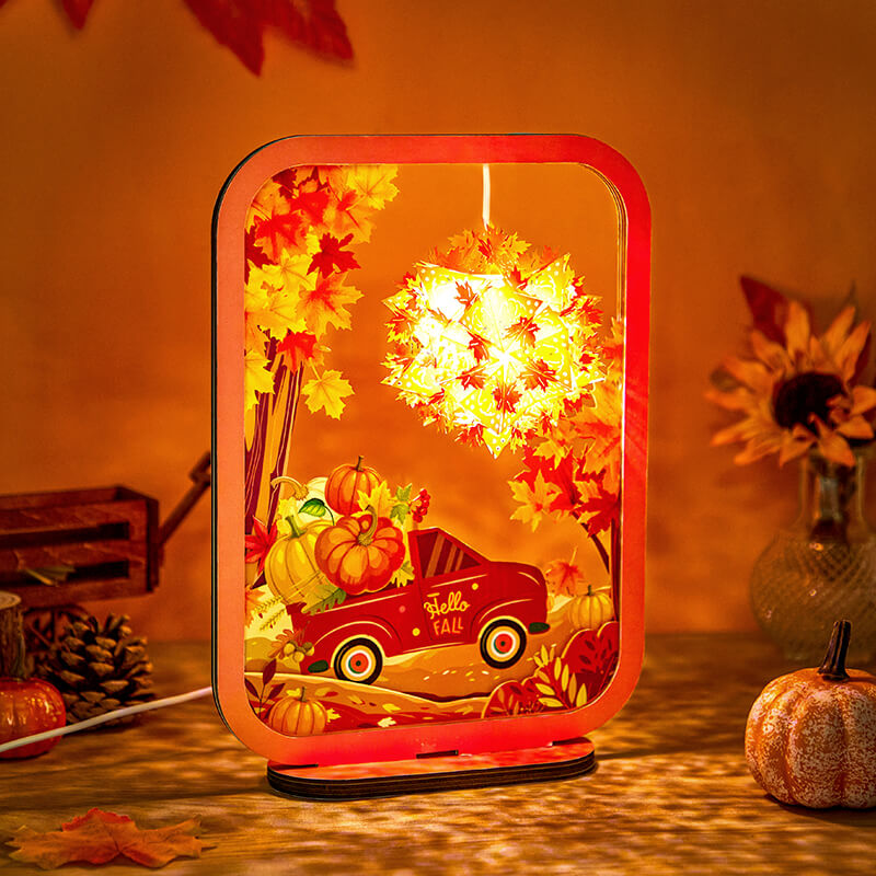 3D Paper Sculpture Night Light Fall Truck Halloween Gifts for Kids and Adults Great Decor Light in Bedroom Living Room- mikcustom.com