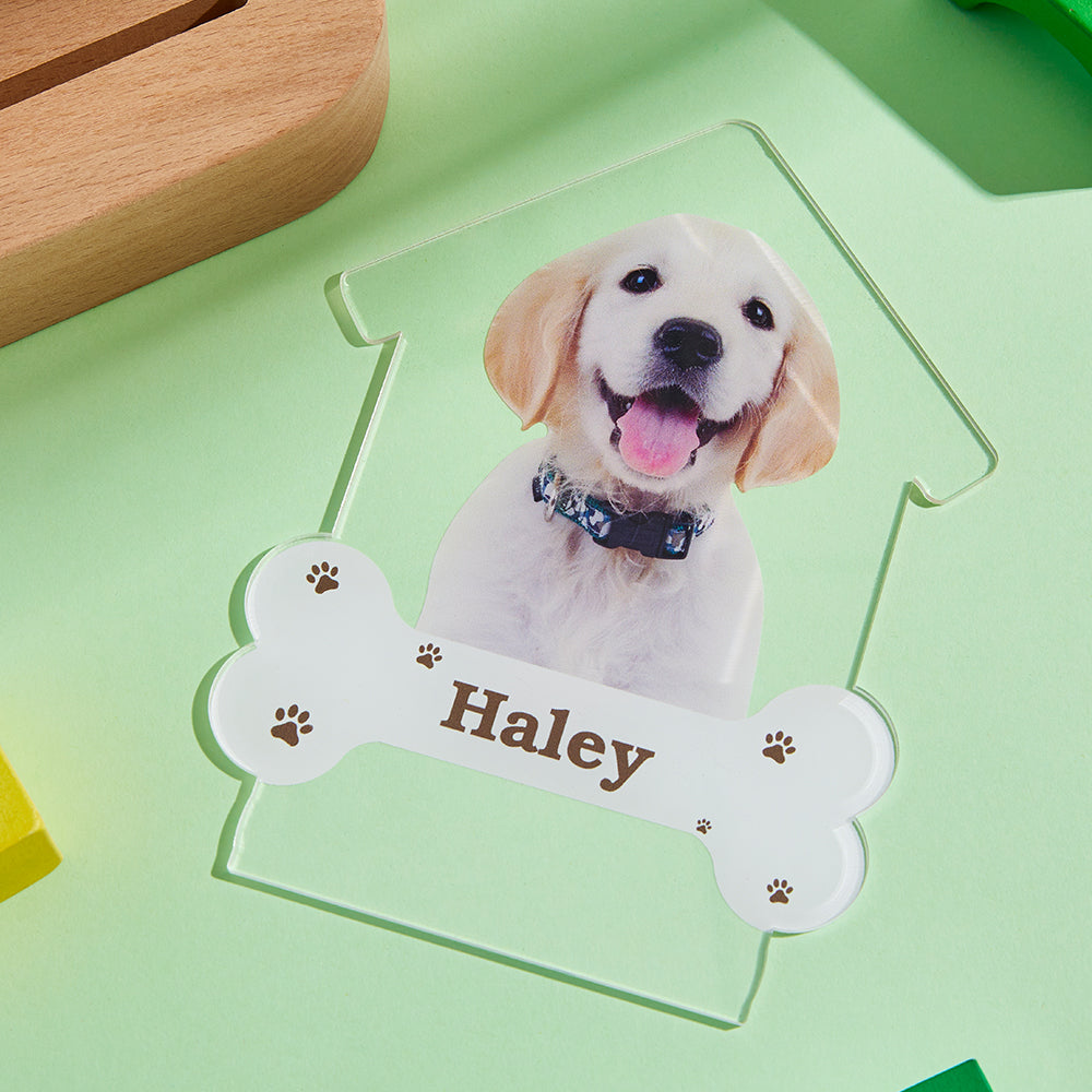 Custom Photo Engraved Puppy Night Light Personalized House Acrylic Lamp Gift for Pet Lover- mikcustom.com