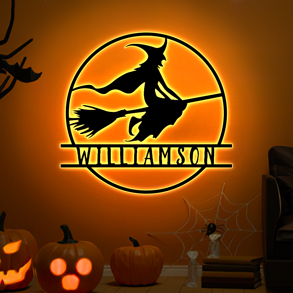 Personalized Engraved Halloween Black Iron Night Light – 16-Color LED Light Halloween Gift Home Decor- mikcustom.com