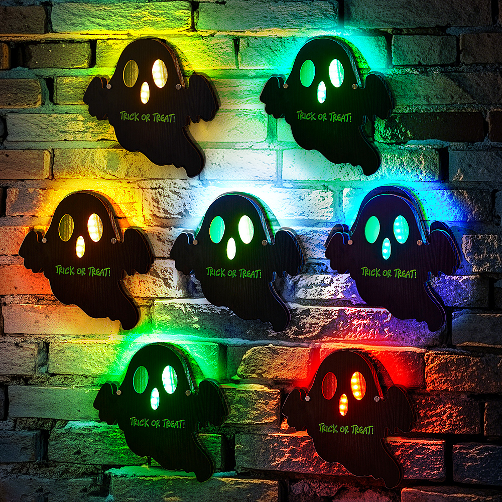Personalized Trick or Treat Ghost Light with Text Halloween Night Light Gift for Family or Friend- mikcustom.com