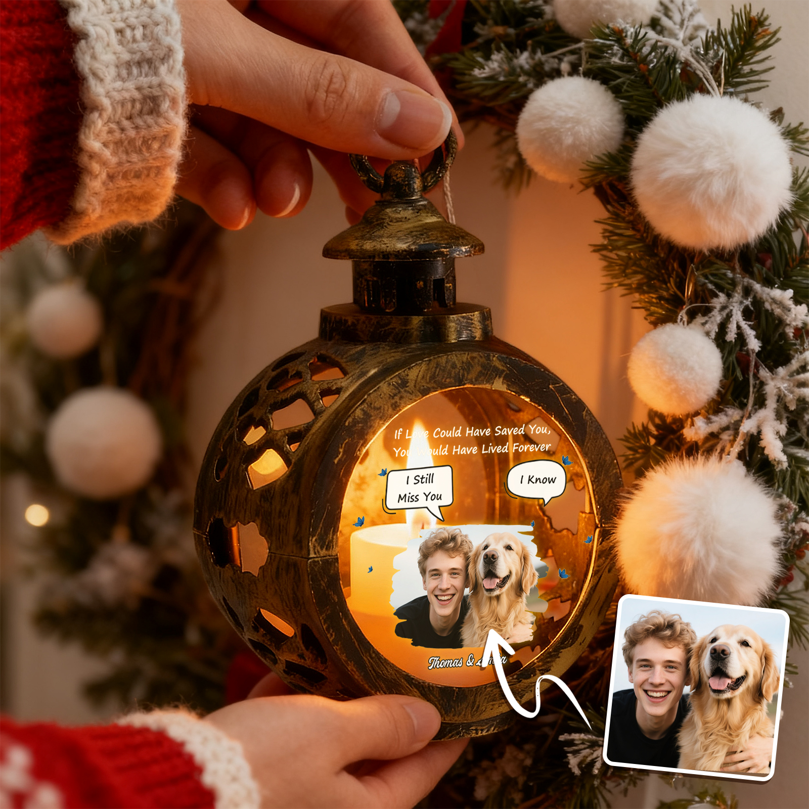 Custom Pet Photo Christmas Tree Ornament – Personalized Text Christmas Gift for Pet Lovers- mikcustom.com