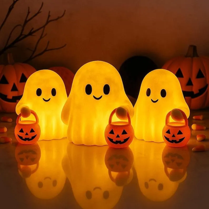 Cute Halloween Ghost – Mini Figurine for Desk, Spooky Tabletop Decoration, Trick-or-Treat Accent, Unique Fall Home Gift- mikcustom.com