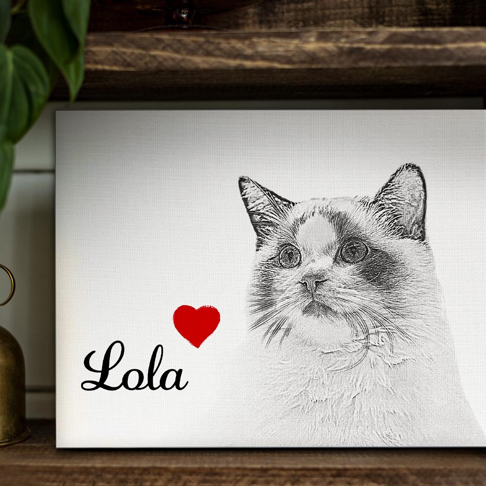 Custom Canvas Paint Sketch Pet Portrait Painting - 3 Sizes- mikcustom.com