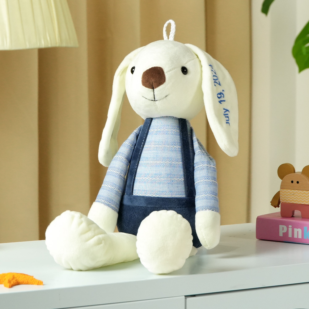 Personalized Bunny Plush Toys Custom Rabbit with Embroidered Name Gift for Children- mikcustom.com