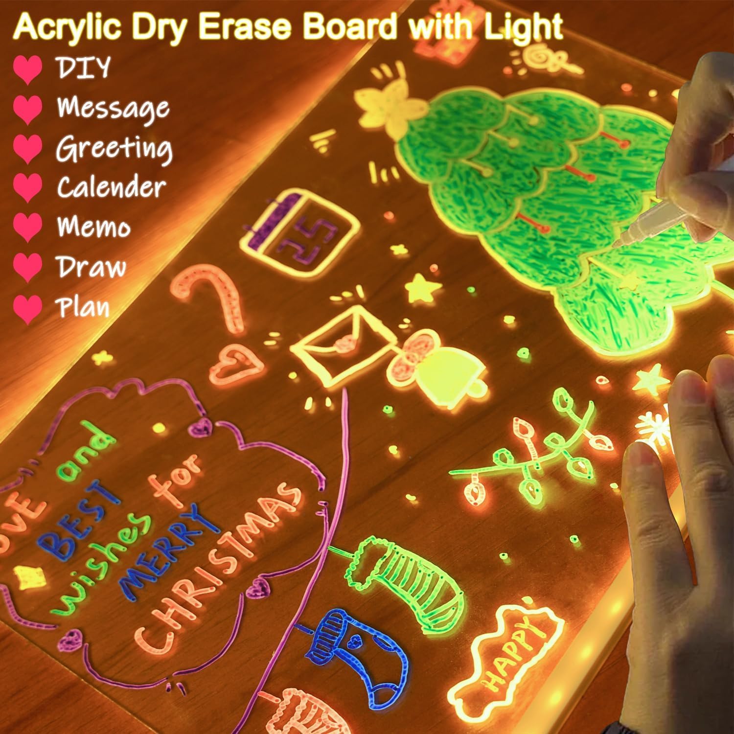 🎨 LED Note Board with Colored Pens🖌- mikcustom.com