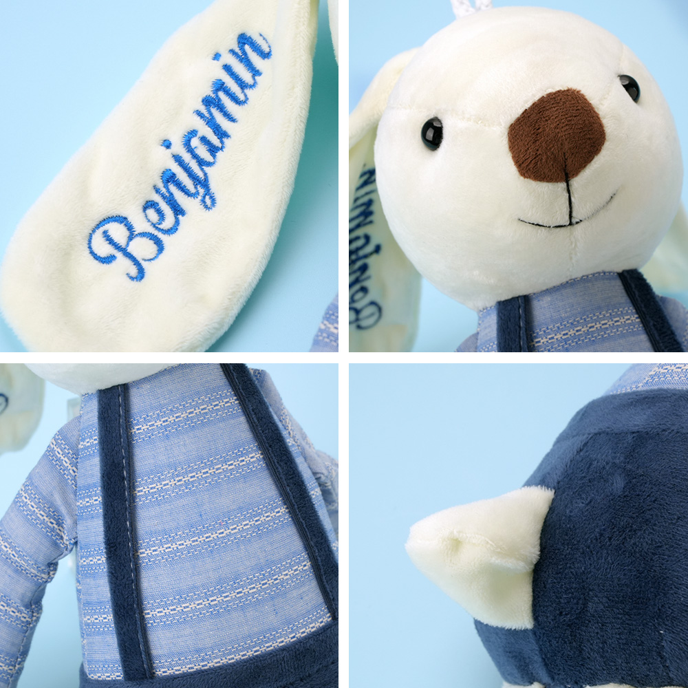 Personalized Bunny Plush Toys Custom Rabbit with Embroidered Name Gift for Children- mikcustom.com