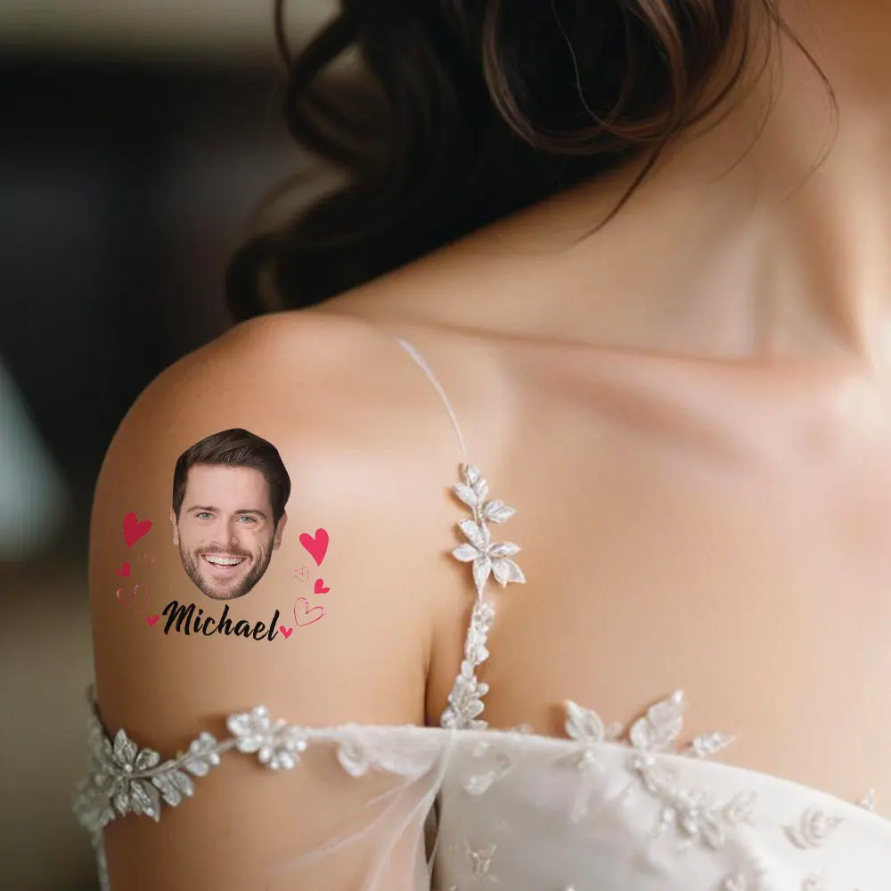Personalized Waterproof Temporary Face Photo Tattoo Stickers with Name Set of 15 Bachelorette Party Birthday Wedding Favors- mikcustom.com