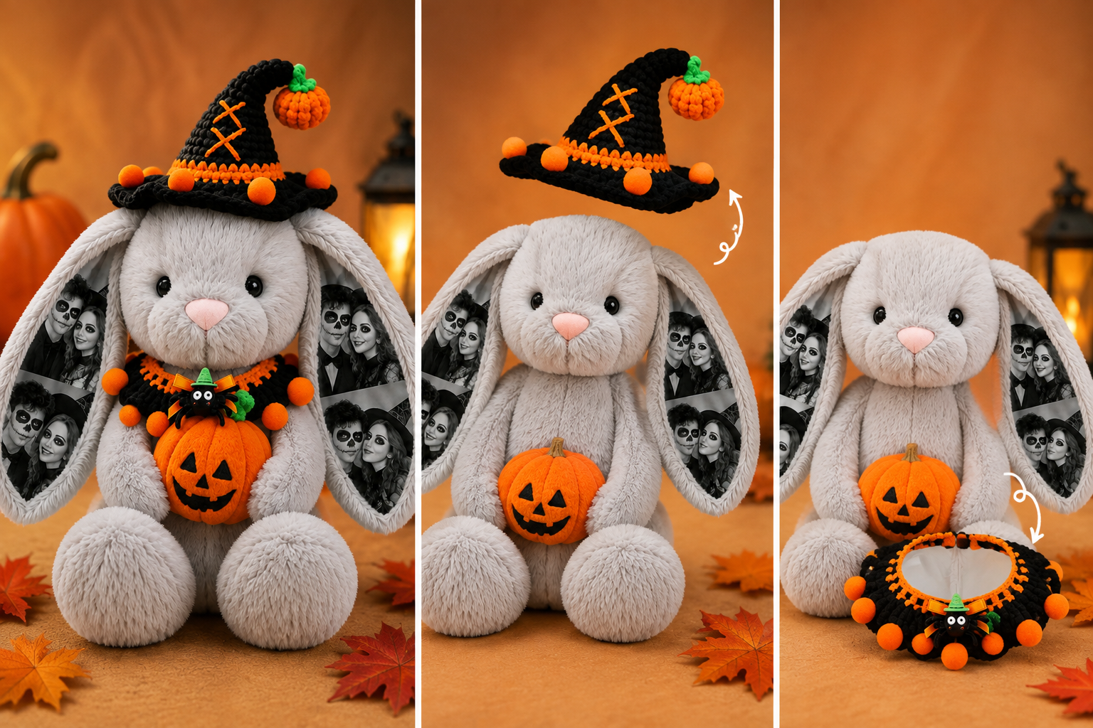 Personalized Photo Halloween Bunny Plush – Deluxe Edition