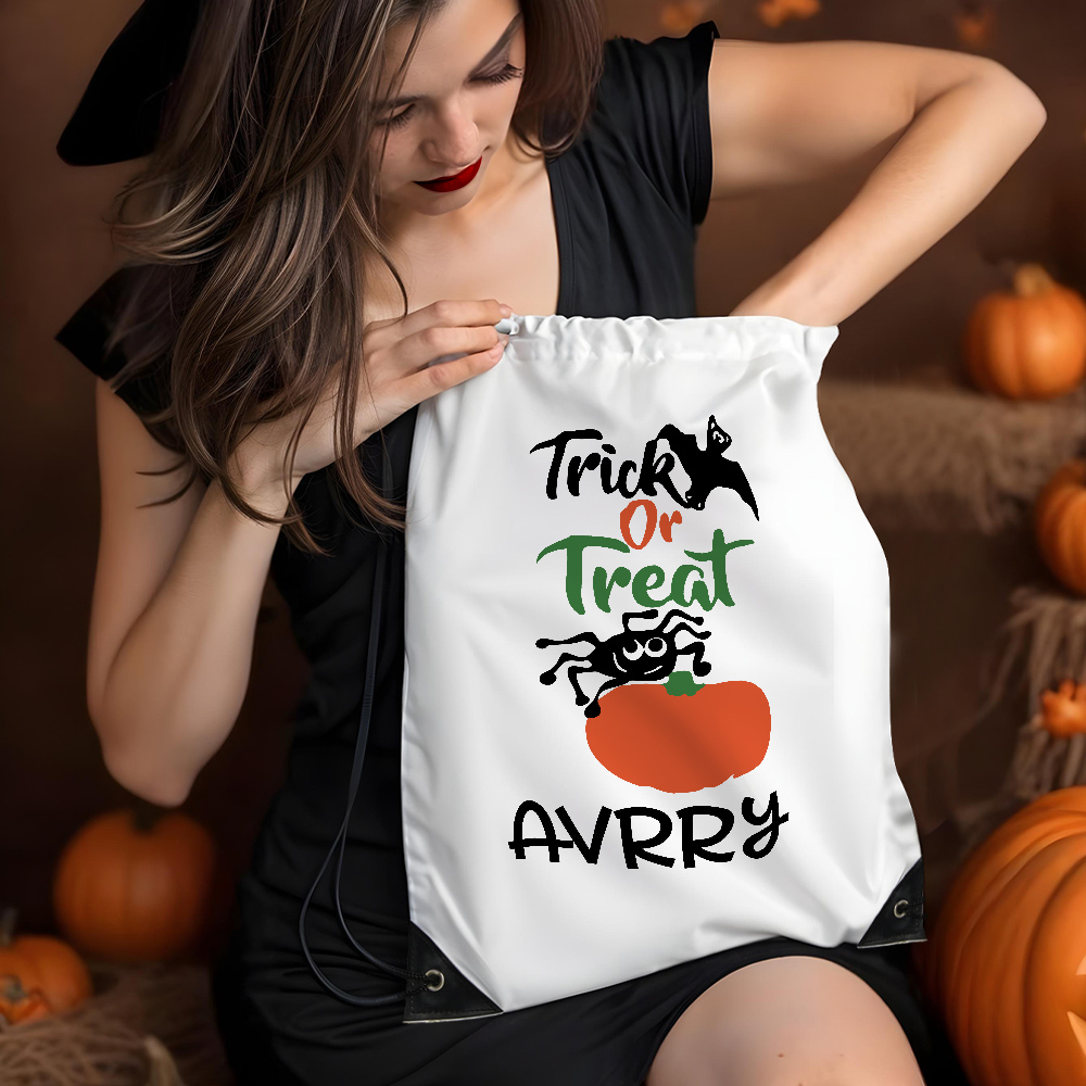 Custom Engraved Halloween-Themed Drawstring Bags for Trick-or-Treating and Festive Fun- mikcustom.com