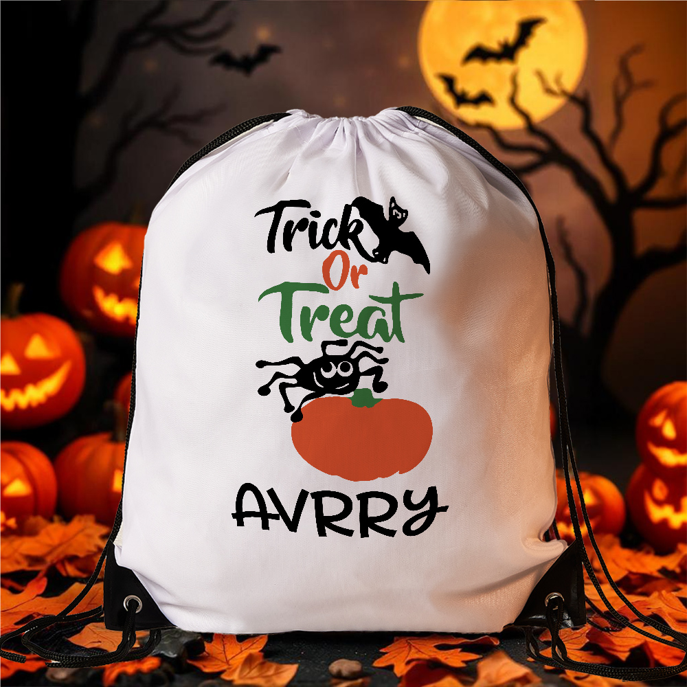 Custom Engraved Halloween-Themed Drawstring Bags for Trick-or-Treating and Festive Fun- mikcustom.com