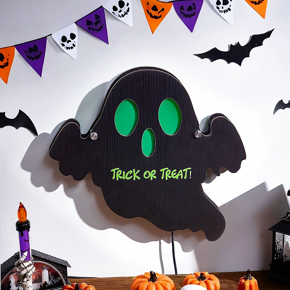 Personalized Trick or Treat Ghost Light with Text Halloween Night Light Gift for Family or Friend- mikcustom.com