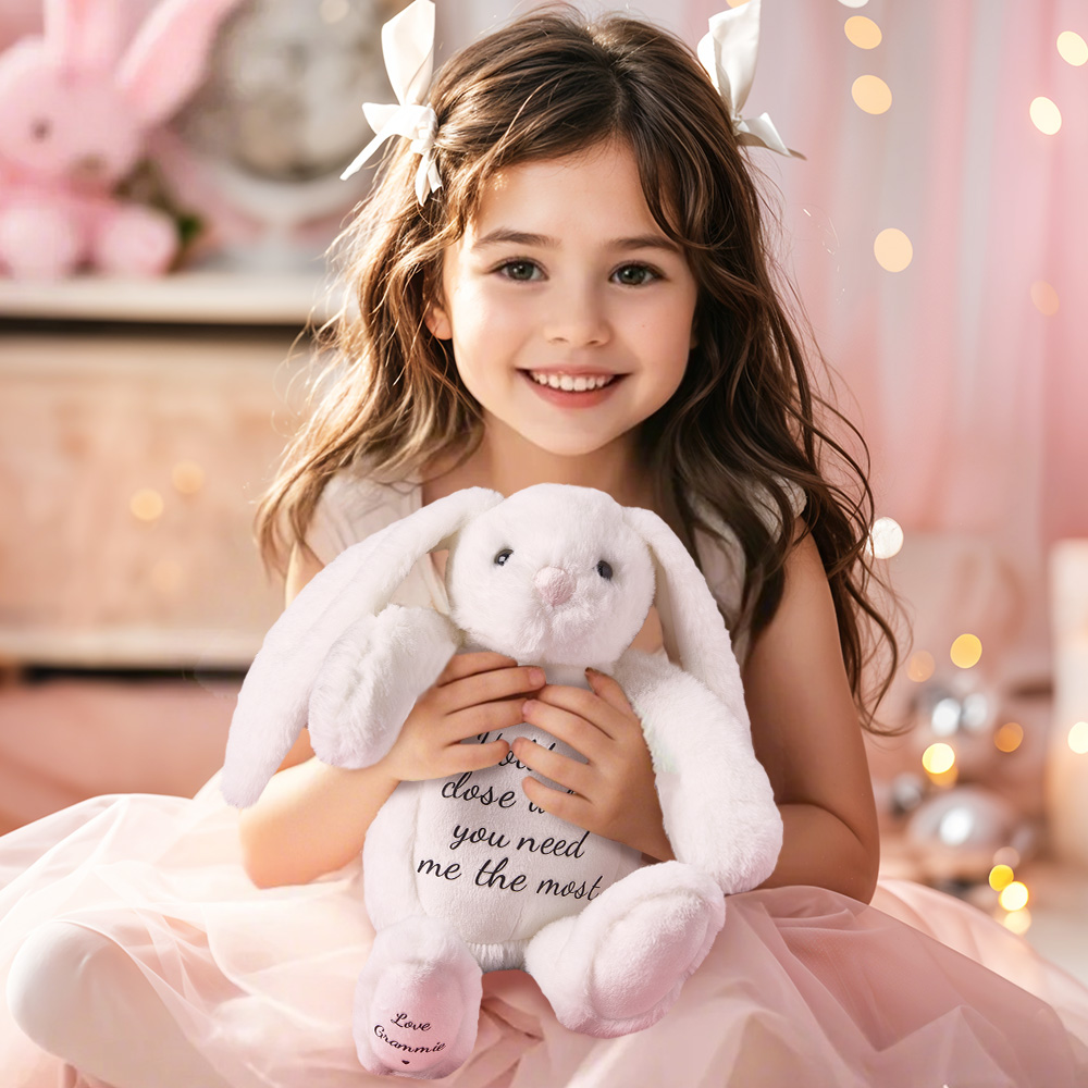 Custom Text & Name Bunny Plush Toy – Christmas Birthday & Children’s Day Gift- mikcustom.com