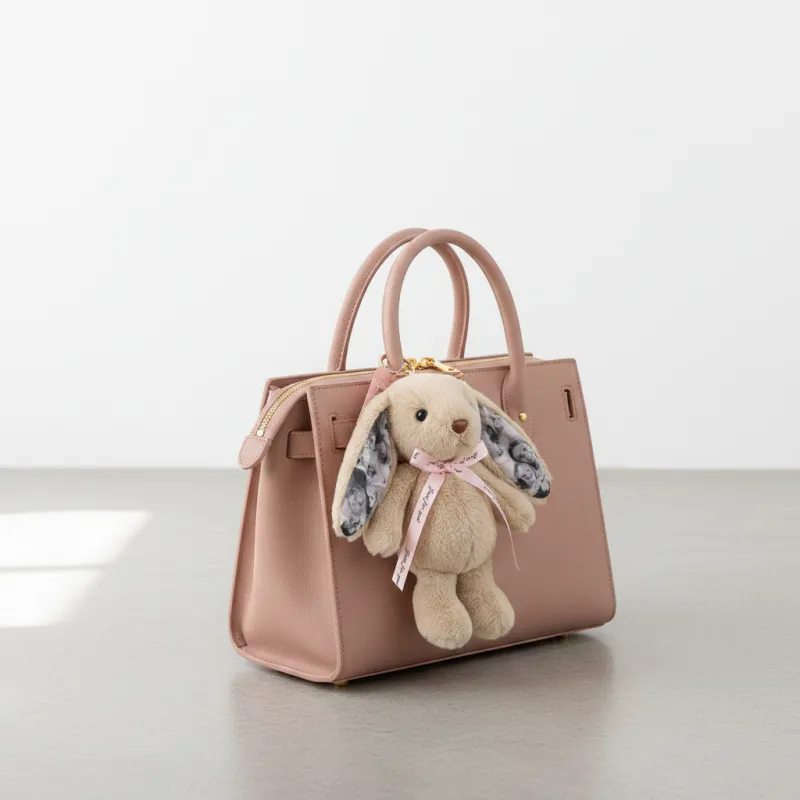 Custom Photo Bunny Plush Keychain – Personalized Cute Rabbit Bag Charm with Photo Ears & Ribbon Gift- mikcustom.com