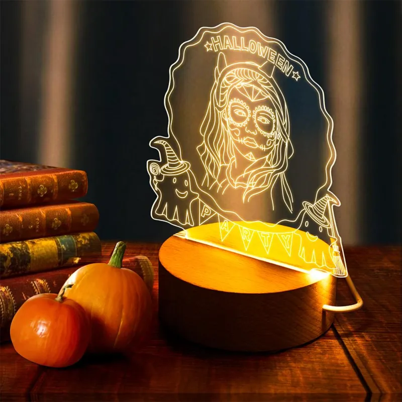 Custom 3D Photo Halloween LED Night Light Custom Halloween Lamp Decor Gift for Halloween- mikcustom.com