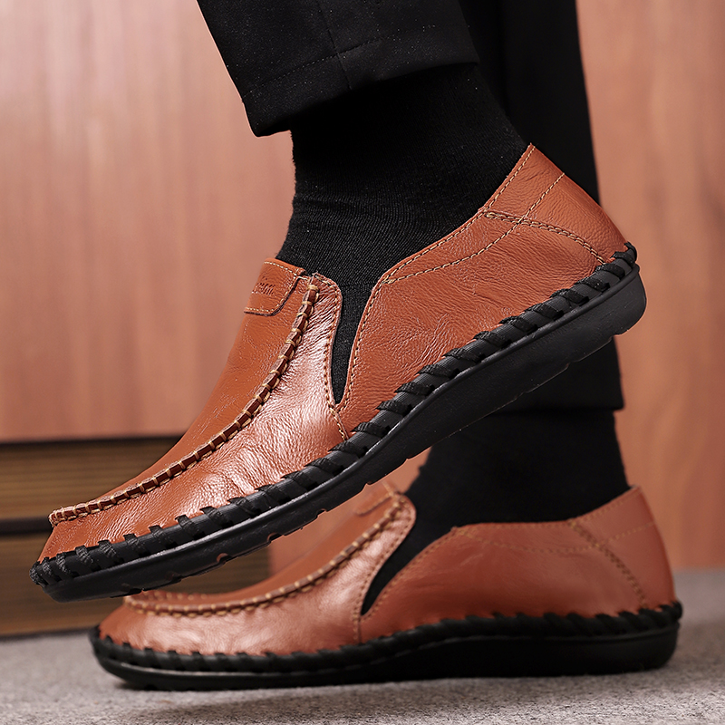 ⏰Limited Time Sale 70% OFF-Men's Orthopedic Comfort Handmade Leather Shoes - Waterproof, Slip-resistant, Puncture-resistant, Arch Support, Ankle Support, Wide Toe, Shock Absorption