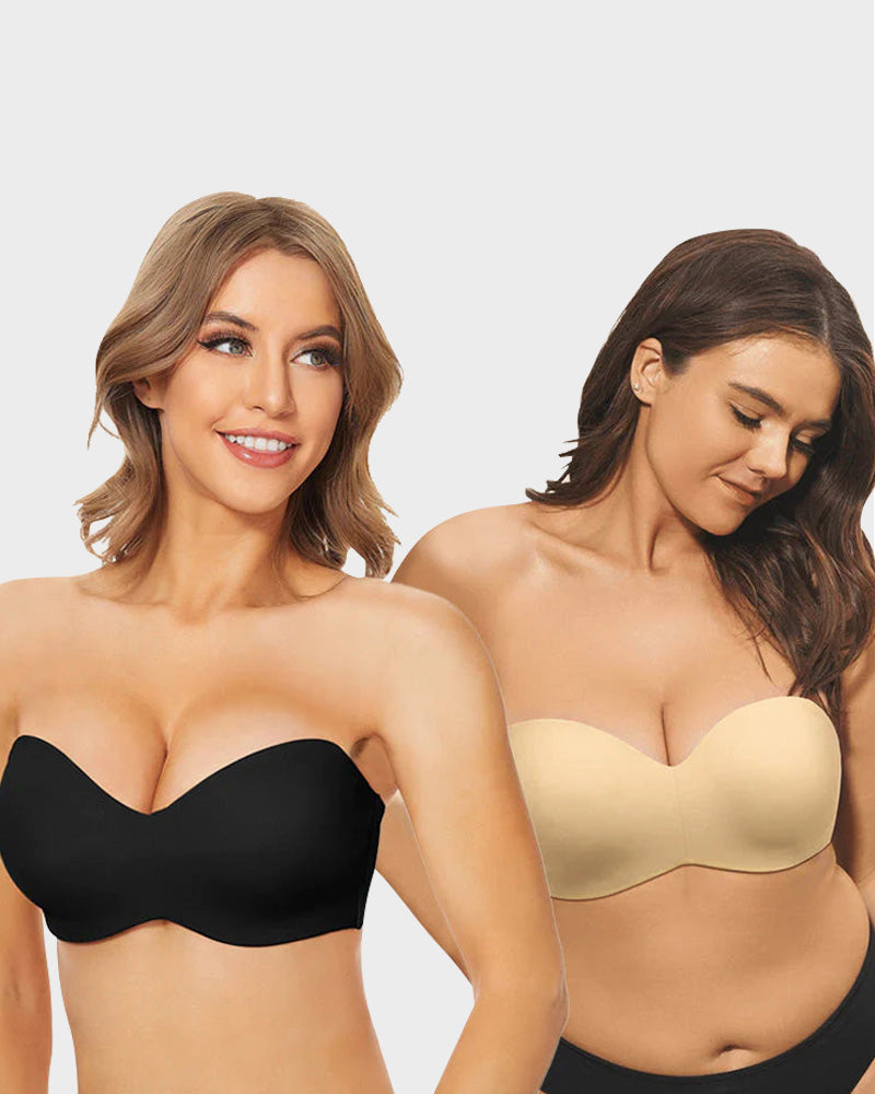 Protmina® Full Support Non-Slip Convertible Bandeau Bra-Black+Nude
