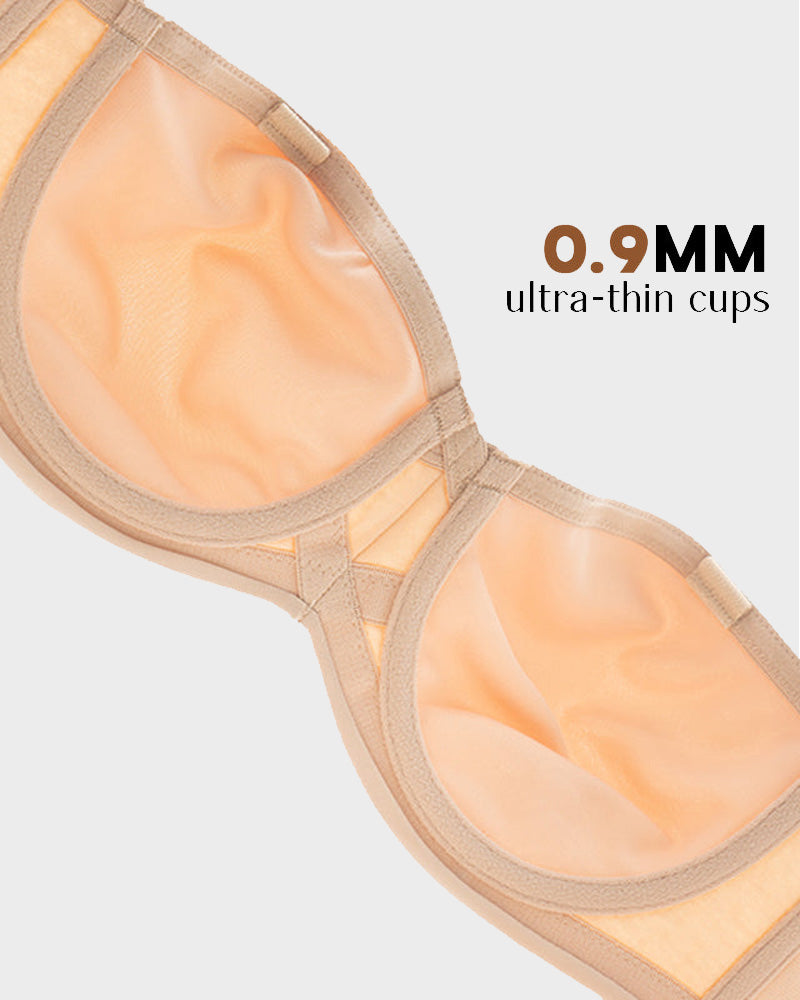 Protmina® Full Support Non-Slip Convertible Bandeau Bra-Black+Nude