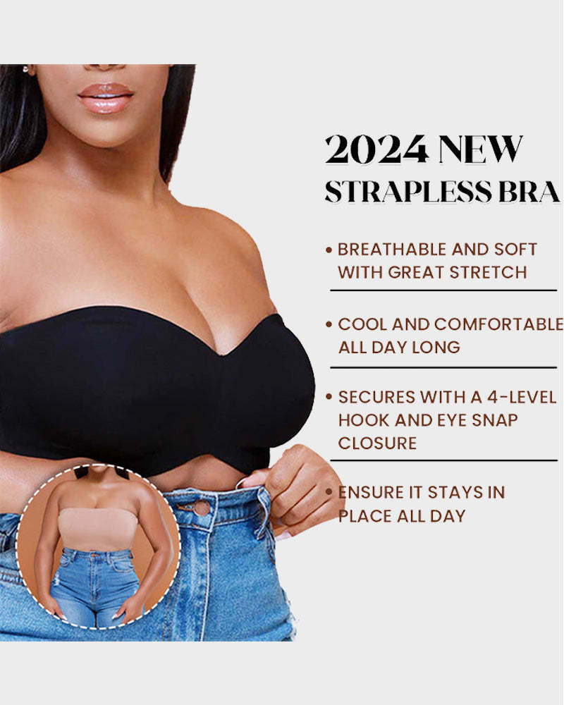 Protmina® Full Support Non-Slip Convertible Bandeau Bra-Black+Nude