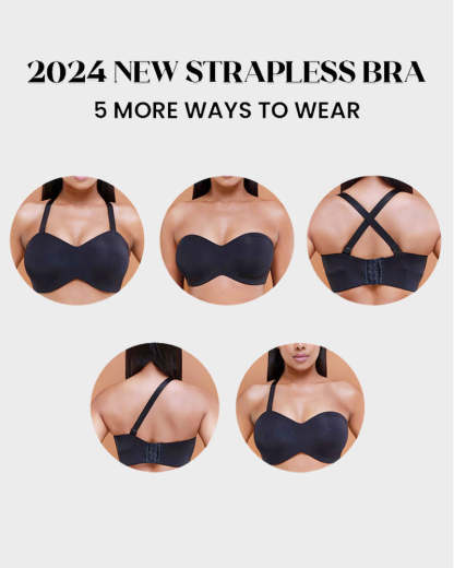 Protmina® Full Support Non-Slip Convertible Bandeau Bra-Black+Nude