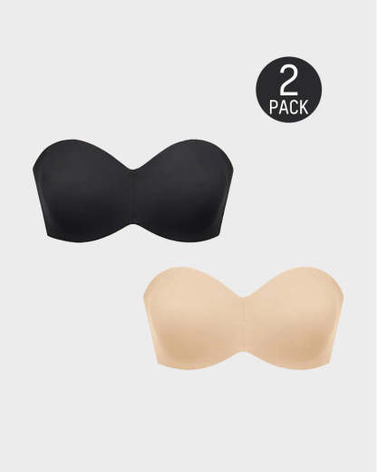 Protmina® Full Support Non-Slip Convertible Bandeau Bra-Black+Nude