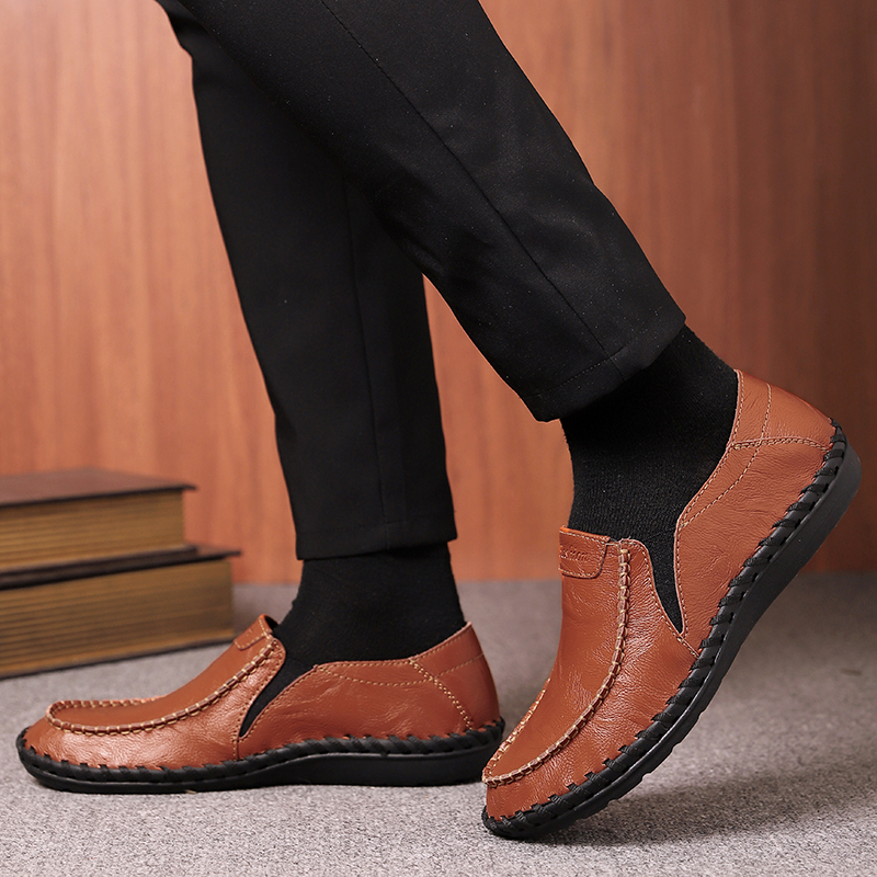 ⏰Limited Time Sale 70% OFF-Men's Orthopedic Comfort Handmade Leather Shoes - Waterproof, Slip-resistant, Puncture-resistant, Arch Support, Ankle Support, Wide Toe, Shock Absorption