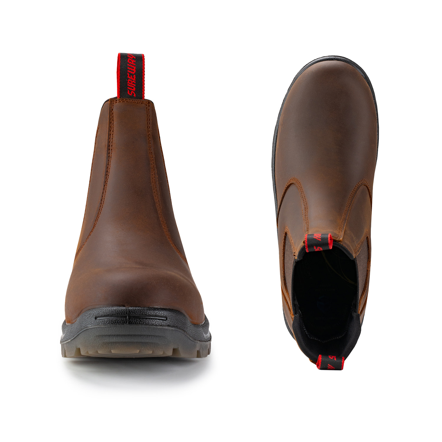 SUREWAY Men's Slip-On Work Boots,Fire Station Mechanic Chelsea Work Boots, Industrial Construction Shoes 