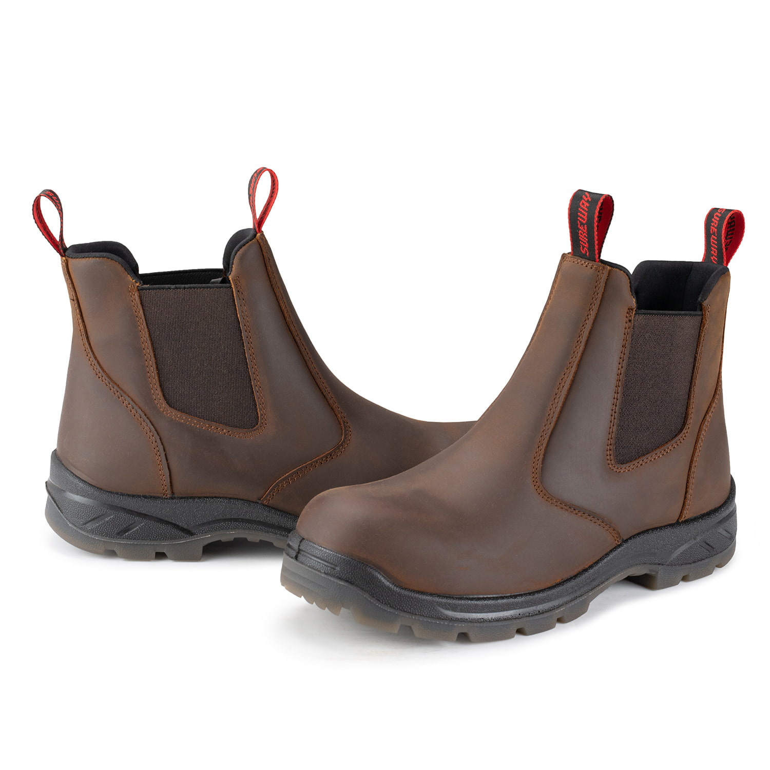 SUREWAY Men's Slip-On Work Boots,Fire Station Mechanic Chelsea Work Boots, Industrial Construction Shoes 