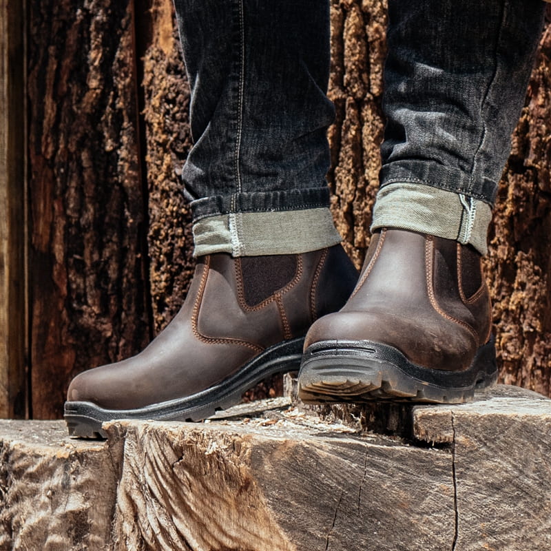 SUREWAY Men's Slip-On Work Boots,Fire Station Mechanic Chelsea Work Boots, Industrial Construction Shoes 