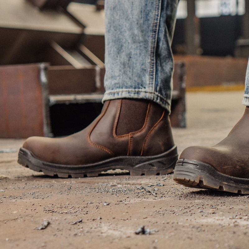 SUREWAY Men's Slip-On Work Boots,Fire Station Mechanic Chelsea Work Boots, Industrial Construction Shoes 