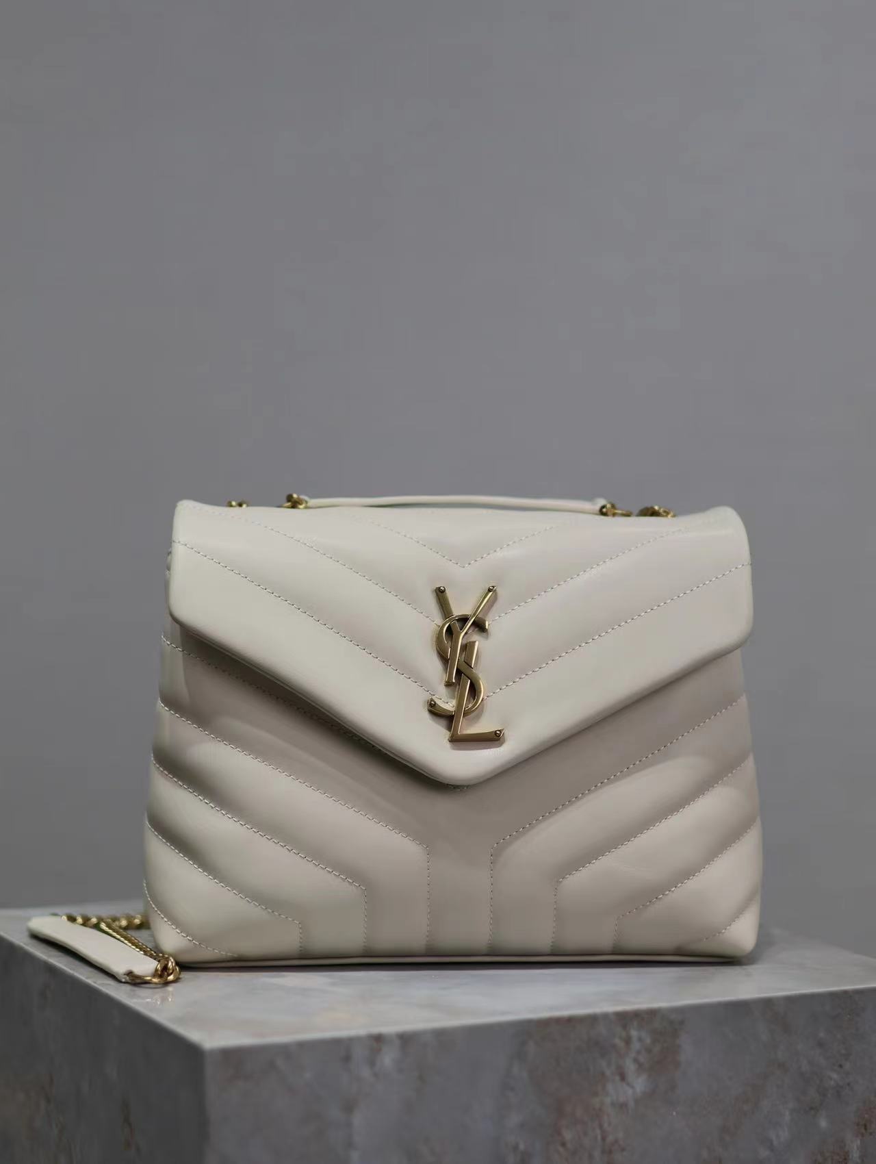 YSL LOULOU SMALL CHAIN BAG IN QUILTED "Y" LEATHER