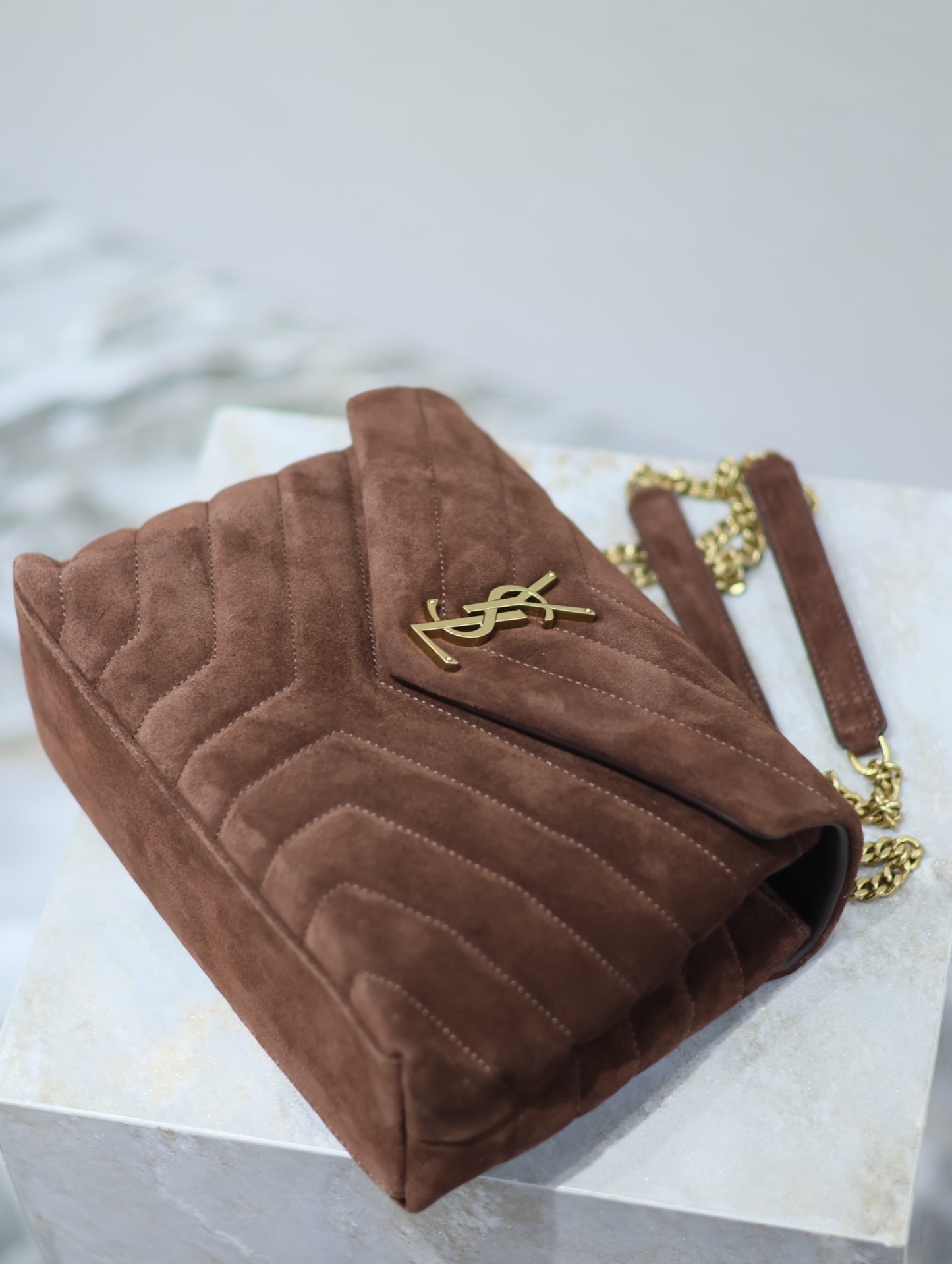 YSL LOULOU SMALL IN QUILTED SUEDE