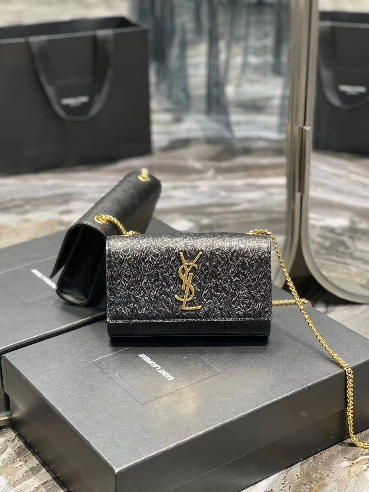 YSL KATE SMALL IN GRAIN DE POUDRE EMBOSSED LEATHER