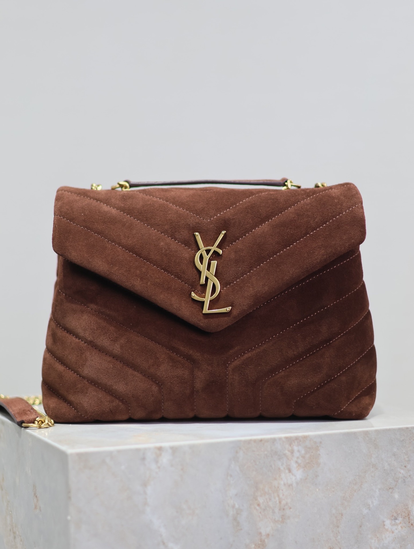 YSL LOULOU SMALL IN QUILTED SUEDE