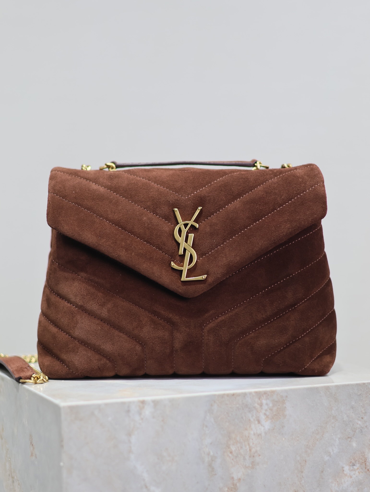YSL LOULOU SMALL IN QUILTED SUEDE