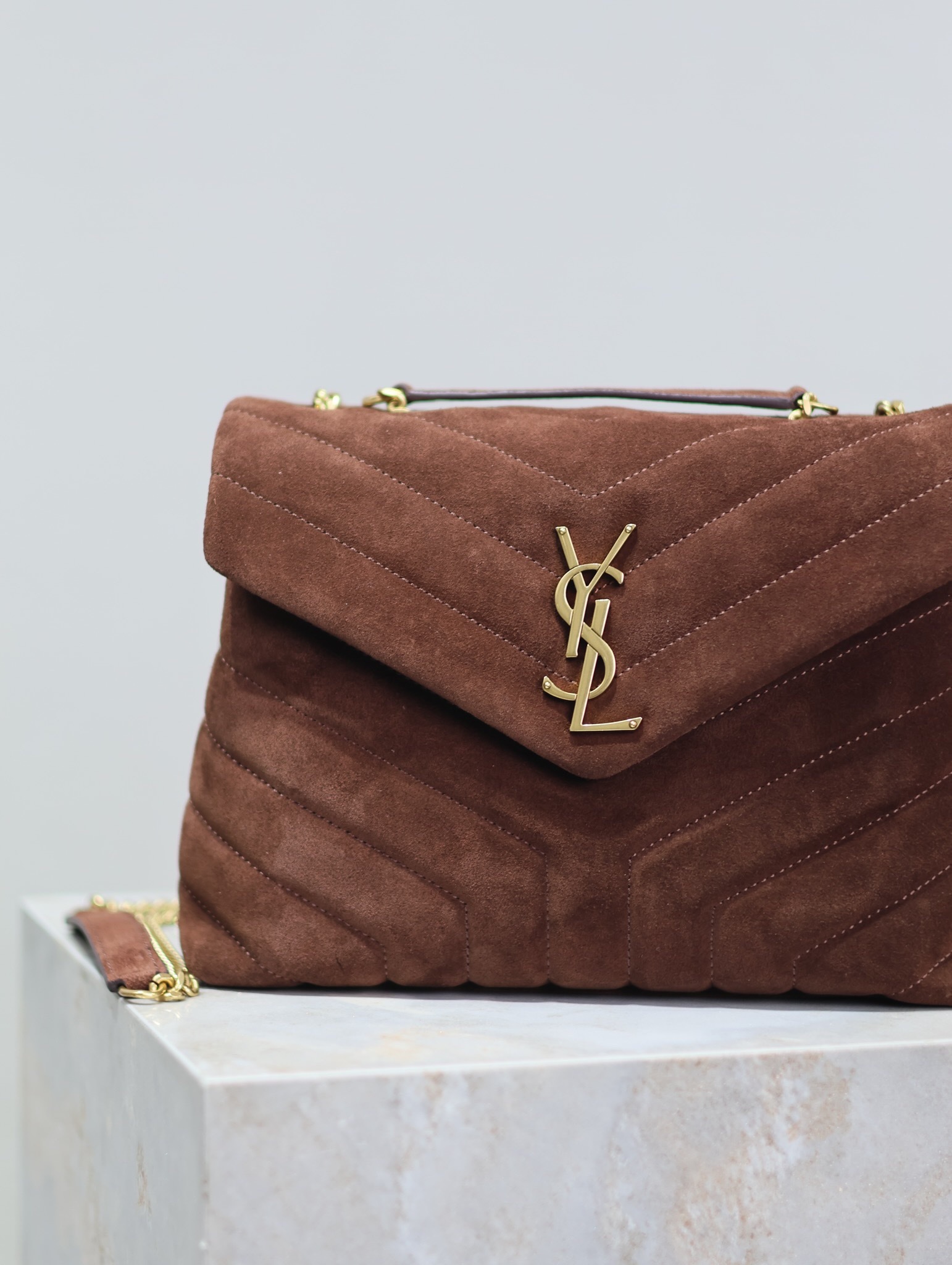 YSL LOULOU SMALL IN QUILTED SUEDE